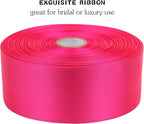 Hot Pink Solid Satin Ribbon 1-1/2 Inch 50 Yards Solid Polyester Fabric Ribbon for Gift Wrapping Wedding Christmas Baby Shower Birthday Party Decoration Handmade Immortal Flower Craft