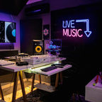Live Music Neon Sign LED Neon Sign Large Blue and Pink Words for Music Studio USB Powered Switch for Wall Decor Beer,Bar,Music Studio,Bedroom,Party,Club