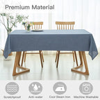 maxmill Linen Texture Tablecloth Water Resistant Antiwrinkle Spillproof Wipeable Washable Soft Fabric Table Cloth for Dining Room, Buffet Banquet Party Holiday, Rectangular 60 x 108 Inch, Demin Blue