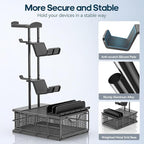 KDD Headphone Stand with Drawer - Headset & Controller Holder for Desk - Aluminum Supporting Bar Earphone Stand with Cable Organizer - Universal Gaming PC Accessories Storage