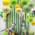 ADLKGG Party Hanging Paper Fans Set, Green Round Pattern Paper Garlands Decoration for Birthday Wedding Graduation Events Accessories, Set of 6