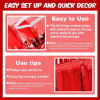 6 Pack Red Foil Fringe Curtains Backdrop, 3.28 x 8.2 Ft Metallic Streamers Tinsel Curtains Background for Photo Booth, Birthday, Weddings, Carnivals, Graduation, Themed Party Decorations