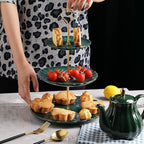 Sweejar 3 Tier Ceramic Cake Stand Wedding, Dessert Cupcake Stand for Tea Party Serving Platter (Jade)