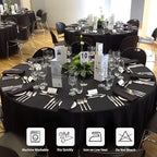 12 Pack Black Round Tablecloth 120 Inch Black Table Cloth Stain and Wrinkle Resistant Reusable and Washable Polyester Fabric Table Covers for Buffet Wedding Party and Banquet