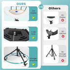 MACTREM 22" Foldable Ring Light with Stand for iPhone ipad, 75" Tripod with Wheels 50W 6500K LED Display/2 USB Ports Large Ringlight Rolling, Tattoo Barber Makeup Studio Video Photography Lighting