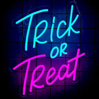 Trick or Treat Neon Sign Halloween, USB Halloween Neon LED Light for Wall Decor, Trick or Treat Halloween Sign Decorations for Home Bar Salon Coffee Stores Porch Front Door