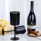 Ciaell 12 Pack 10 OZ Black Plastic Wine Glasses with Stem - Black and Gold Disposable Wine Glasses Perfect for Parties & Weddings & Toasting & Outdoors & Camping & Halloween