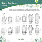 114Pcs Artificial Flowers in Vases Set, Fake Flower Greenery Stem Bulk Sets with 12Pcs Glass Bud Vases, Artificial Plants & Flowers for Wedding Centerpiece Table Decorations