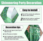 6 Pack Light Green Foil Fringe Curtain Backdrop, 3.28Ft x 8.2Ft Metallic Tinsel Foil Fringe Streamer Curtains for Photo Booth, Valentine's Day, Christmas Day, New Year, Wedding Party Decorations