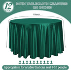 12 Pack 120 Inch Hunter Green Satin Tablecloth - Premium Bright Silky Round Tablecloth Overlay Smooth Fabric Table Cover, Table Decoration for Wedding Party Banquet Events Restaurant Kitchen Dining
