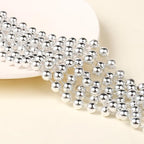 [33 Feet] Silver Pearl Beads Garland, 10MM 11 Yards Silver Faux Pearl Beads String Roll Bulk for DIY Craft Christmas Tree Wedding Party Decoration