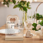 Photo Guest Book Sign, Wedding Decor, Acrylic Wedding Signs, Guest Book Signs forWedding, WeddingGuest Books SignAcrylic Plaque Sign with Wood Stand for WeddingDecorations for Reception
