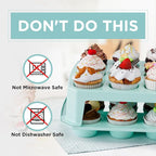Cupcake Carrier 24 Count, Green Cupcake Holder, Cupcake Container with Lid and Handles, Muffin Traveler Two Tier Stand Reusable Cupcake Box