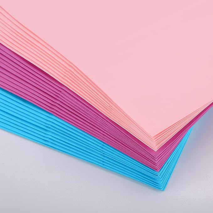 Cooraby 30 Pieces 5.1 x 3.1 x 9.4 Inches Colorful Kraft Paper Bags with 48 Stickers Party Treat for Wedding, Celebration, Birthday Party Supplies (Sky Blue, Light Purple, Pink)