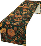 Orange Boho Floral Table Runner, Vintage Bohemian Home Kitchen Table Decoration for Birthday Party Picnic Decoration 13x120 Inch 1PCS