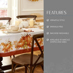 Elrene Home Fashions Autumn Pumpkin Grove Wrinkle Resistant Tablecloth, 60"x120" Rectangle, Multi Color
