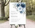 Welcome Wedding Sign Personalized, Elegant Light Blue Rose Wedding Sign Decorations Signage 12" X 18" (Small), 27" (Medium), 36" (Large), Plastic, Modern, Pole Mount, Weather