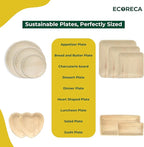 150-Piece Biodegradable Palm Leaf Dinnerware Set | 10", 7", 5” Inch Round Plates |Eco-Friendly Disposable Plates & Cutlery for 25 Guests Forks, Knives & Spoons for Wedding, Parties, BBQ