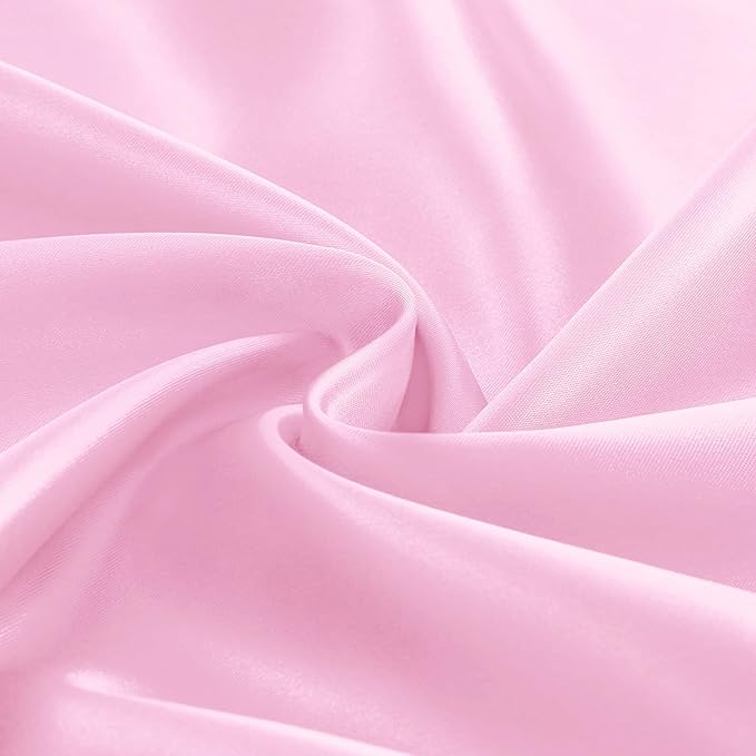 KKJIAF 1 Pack Round Table Cloths 90 Inch, Light Pink Overlay Round Satin Table Cover, Silky Satin Dining Tablecloths for Wedding Buffet Parties Banquet Decoration