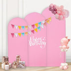 WEERRW Pink Arch Backdrop Cover Ballon Arch Stand Covers Set of 3 Spandex Fitted Round Top Chiara Stretchy Backdrop for Wedding Birthday Party Decoration(6FT, 6.6FT, 7.2FT)