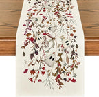 Artoid Mode Ghost Flowers Leaves 210 GSM Halloween Table Runner,Seasonal Fall Kitchen Dining Table Decoration for Home Party Decor 13x36 Inch