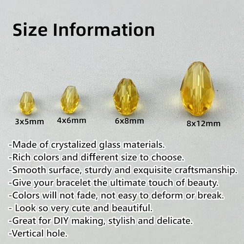 150pcs 4x6mm Teardrop Crystal Glass Beads for Jewelry Making, Faceted Vertical Hole Teardrop Glass Spacer Beads for Wind Chimes Bracelet Earring Necklace DIY Craft(Light Yellow)