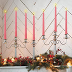 12-Pack Pink Spiral Taper Candles – 10 Inch Elegant Dripless & 10-Hour Burn – Long-Lasting Decorative Candles for Weddings, Birthdays, Parties, Church, Home Decor & Romantic Dinners