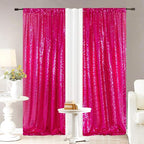 Eternal Beauty Sequin Backdrop Curtains, 2x8 Ft-2 Panels Hot Pink Back Drop for Shimmer Photography Party Wedding Birthday Decor