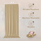 20ftx10ft Beige Backdrop Curtains for Party Background, Wrinkle Free Beige Photo Curtains Backdrop Drapes 4 Panels Back Drop Cloth for Wedding Birthday Photography Baby Shower Decor
