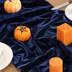 Navy Blue Velvet Table Runner Fall Thanksgiving Navy Table Runner 20 x 120 Inch Luxurious Elegant Velvet Fabric Friendsgiving Table Decorations for Christmas Dinner Wedding Bridal Baby Shower