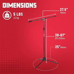Gator Frameworks Standard Tripod Microphone Stand with Boom Arm,3/8" and 5/8" Adapters, (GFW-MIC-2010)