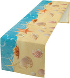 Sea Turtle Table Runner Marine Life Starfish Nautical Blue Green Ocean Theme Kitchen Table Decorations for Indoor Outdoor Home Party Decorations 13x36 Inch