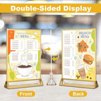 EHWINE 24 Pack Acrylic Sign Holder 4 x 6, Double Sided Gold Picture Frame Stand up Table Top Sign Holders, Clear Display Stand Menu Flyer Holder for Wedding Party