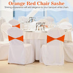 Kinlop 50 Pcs Spandex Chair Sashes Bows Chair Bands Slider Sashes for Covers Elastic Bands Ties Without Buckle Decorations for Wedding Party Events Ceremony Birthday(Orange)
