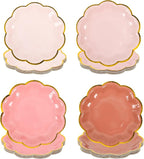 Dusty Pink Gradient Color Dessert Paper Plates, 7 inch Gold Foil Scalloped Edge, Disposable Cake Plates for Tea Party, Birthday, Baby Shower, Wedding Party Supplies (48, Dusty Pink)