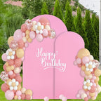 WEERRW Pink Arch Backdrop Cover Set of 2 Spandex Fitted Round Top Chiara Backdrop Stand Stretchy Wedding Covering for Event Birthday Party Banquet Decoration (6FT, 7.2FT)
