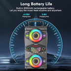 Portable Bluetooth Speakers 60W Big Powerful Wireless Loud Stereo Bass Sound Boombox Home Party Speaker with Subwoofer, FM Radio, LED Colorful Lights