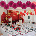 Red Party Decorations,Paper Decorations for Party,Girls Party Decorations Party Paper Fans Bulk 12in,Anniversary Decorations for Party 30 Color DIY Set （Wine Red）