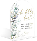 Acrylic Wedding Signs, Greenery Theme Bubbly Bar Sign, Wedding Reception Signage, Bridal Shower Table Decor with Stand, Engagement, Anniversary, Newlywed Events and Parties Supplies, 04
