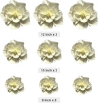 BRT Bearingshui Crepe Paper Flowers Decoration for Wall Total 9 Pcs, Artificial Flowers for Wedding Decor,Flower Backdrop Decor, Baby Bridal Shower Birthday Party, Cream 3D Wall Flowers Decor