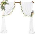 6 Panels White Wedding Arch Drapery 28" x 20Ft Weddings Arch Draping Fabric Chiffon Fabric Drape Sheer Backdrop Curtain for Wedding Party Swag Ceremony Birthday Arbor Drapery Reception Ceiling Décor