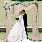 4 Panels 20Ft Length x 28" Width Light Peach Wedding Arch Draping Fabric Arch Drapes Chiffon Fabric Sheer Curtains Backdrop for Party Bridal Decorations Wedding Ceremony Ceiling Stage Reception Decor