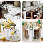 6 Pack White Cheesecloth Table Runner 23x120 inch Rustic Boho Gauze Table Runner 10 FT Long Sheer Cheese Cloth Fabric Table Runners for Romantic Wedding Bridal Shower Birthday Party Decor