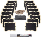 ONUPGO 16 Pack Chalkboard Tags with String, 4"x3" Hanging Chalkboard Signs with Liquid Chalk Marker, Wooden Mini Blackboard Tags Massage Board Tags, Hanging Chalkboard Price Tags