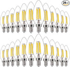 FLSNT 24 Pack Dimmable LED Candelabra Bulbs, 40W Equivalent LED Chandelier Light Bulbs, E12 Base, 5000K Daylight
