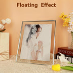 Silver Floating Frame (10"x12", Vertical), For Picture 9x11, 8.5x11, 8x10, Tabletop Shelf Photo Frame, Classy Gift For Festival, Wedding, Home or Office Décor