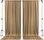 AK TRADING CO. 10 feet x 10 feet Beige Polyester Backdrop Drapes Curtains Panels with Rod Pockets - Wedding Ceremony Party Home Window Decorations
