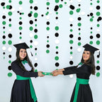 46 Ft Black Green Party Decorations Polka Dots Garlands Green and Black White Hanging Paper Circle Dots Streamer for Birthday Graduation Wedding Baby Shower Soccer Video Game Party Decoration Supplies
