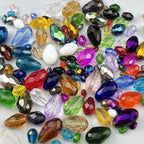 130pcs 6x8mm Teardrop Crystal Glass Beads for Jewelry Making, Faceted Vertical Hole Teardrop Glass Spacer Beads for Wind Chimes Bracelet Earring Necklace DIY Craft(Green Light)
