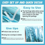 3 Pack 29 x108 Inch Light Blue Foil Fringe Table Skirts Metallic Banner for Tinsel Streamer Garland Backdrop for Parade Floats Mother's Day, Graduate, Birthday, Wedding Party Decoration